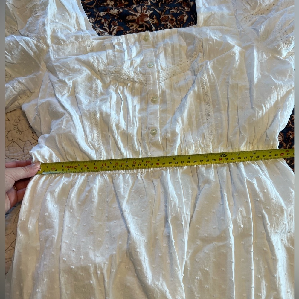 Loft dotted lace trim square neck midi dress - Picture 5 of 6